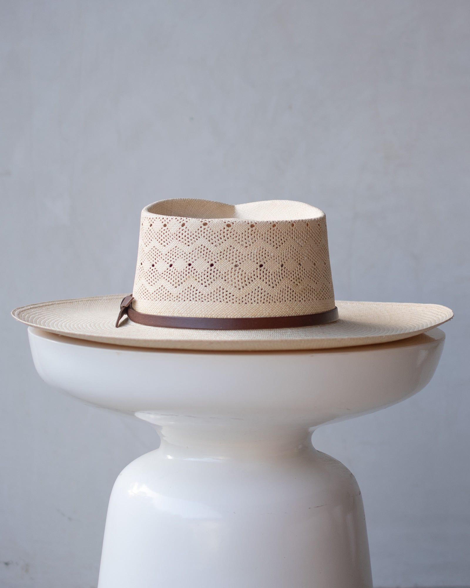 Ninakuru Panama hat with leather bow band.
