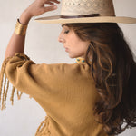 Ninakuru Panama hat with leather bow band.