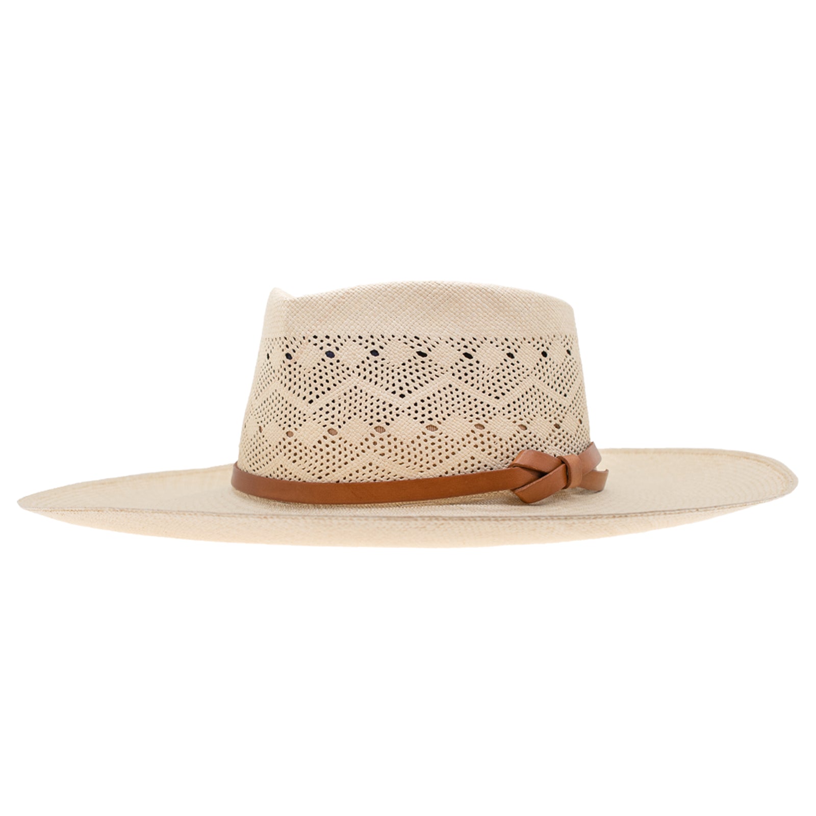 Ninakuru Panama hat with leather bow band.