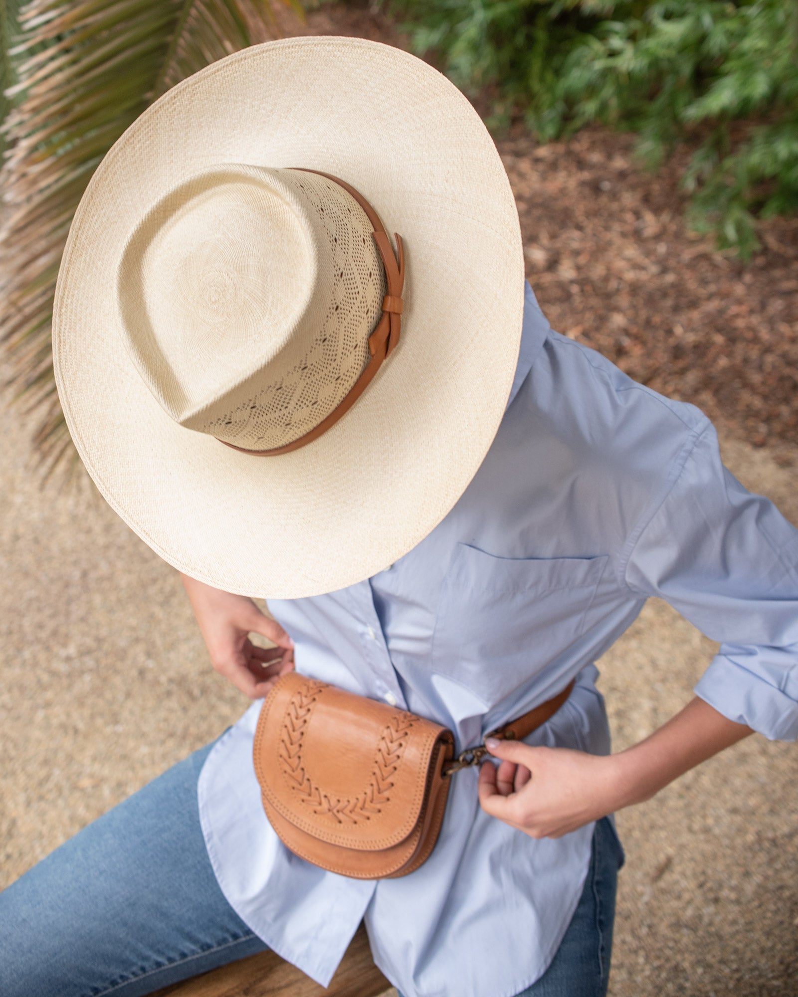Ninakuru Panama hat with leather bow band.