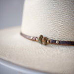 Ninakuru Panama hat with turquoise and leather band.