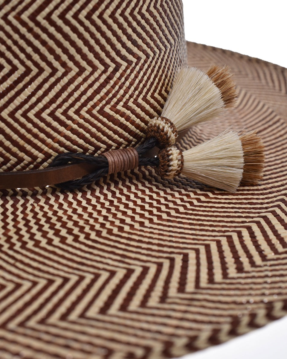 Ninakuru Panama hat with leather and horsehair.
