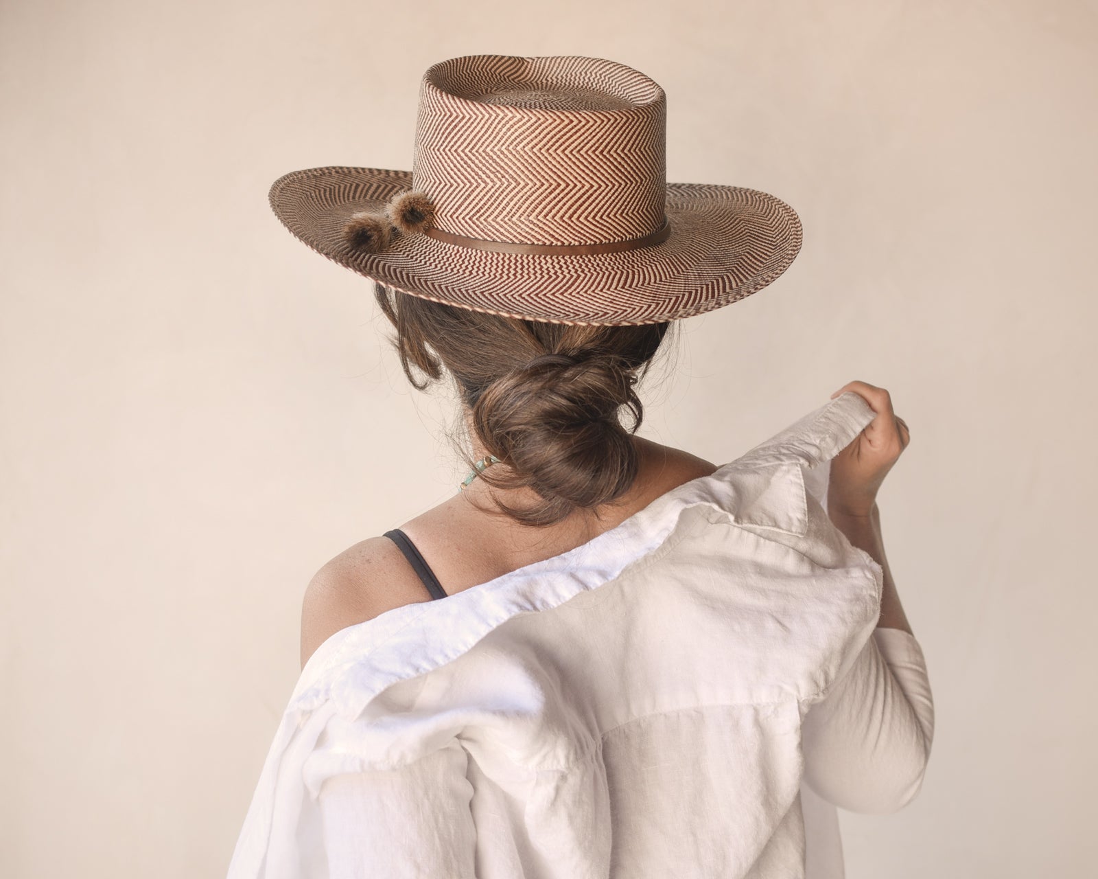 Ninakuru Panama hat with leather and horsehair.
