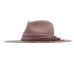 Ninakuru wool felt hat with leather, velvet and rose.