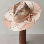 Ninakuru plaid Panama hat with grosgrain ribbon.
