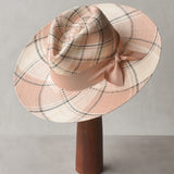 Ninakuru plaid Panama hat with grosgrain ribbon.