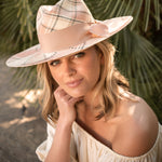 Ninakuru plaid Panama hat with grosgrain ribbon.