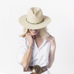 Ninakuru Panama hat with turquoise nuggets and leather band.
