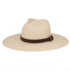 Ninakuru long brim Panama hat with leather band and buckle.