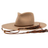 Ninakuru wool hat with leather stampede strap.