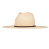 Ninakuru long brim Panama hat with leather lace band and bronze loop. Cotton interior band.