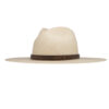 Ninakuru long brim Panama hat with leather embellished band, line stitch.