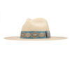 Ninakuru long brim Panama hat with vintage brocade ribbon. Cotton interior band.