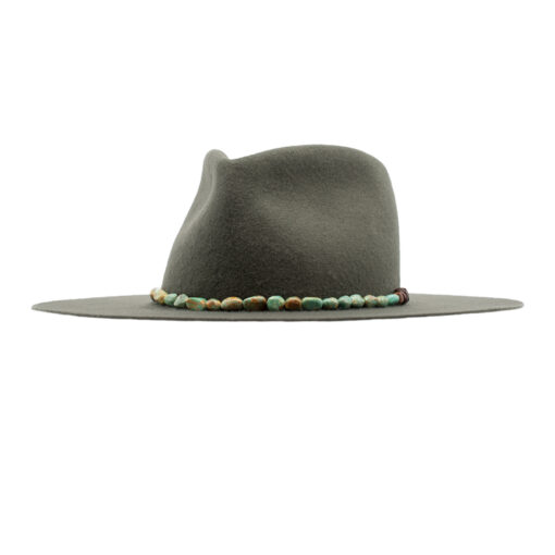 Ninakuru long brim wool hat with turquoise and leather.