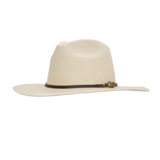 Ninakuru Panama hat with turquoise and leather band.