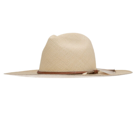 Ninakuru Panama hat with leather band and game feather.