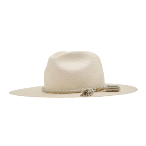 Ninakuru Panama straw hat with vegan braided band and tassel.